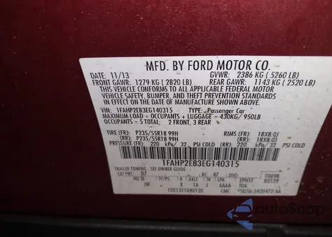 2014 Ford Taurus Sel из США, поврежденный, VIN 1FAHP2E83EG140315